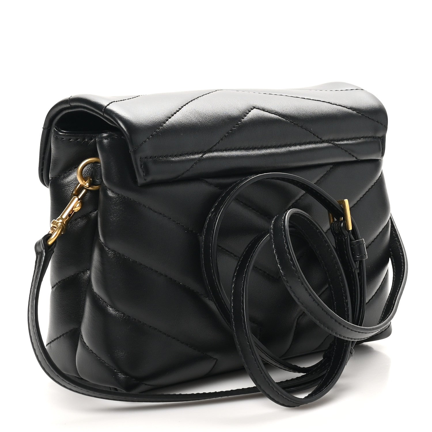 Saint Laurent Calfskin Y Quilted Monogram Toy Loulou Crossbody Bag Black 3 of 10