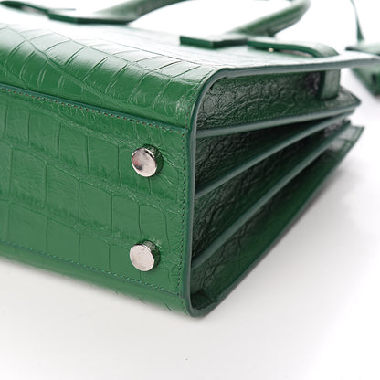 Saint Laurent Calfskin Crocodile Embossed Nano Sac De Jour Green 9 of 10