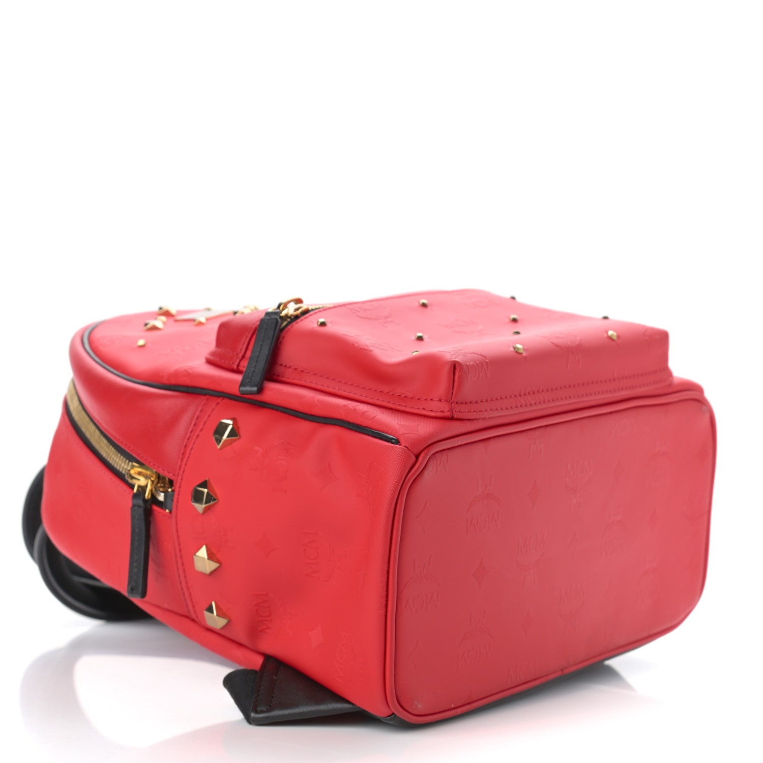 MCM Calfskin Stud Small Stark Backpack Red 4 of 10