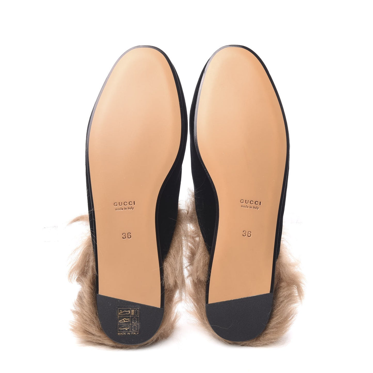 Velvet Fur Womens Princetown Slippers 36 Black