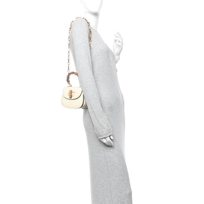 Gucci Patent Crystal Mini Bamboo 1947 Top Handle Chain Bag White 2 of 15