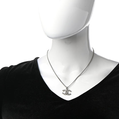 Chanel Crystal CC Pendant Necklace Silver 2 of 6