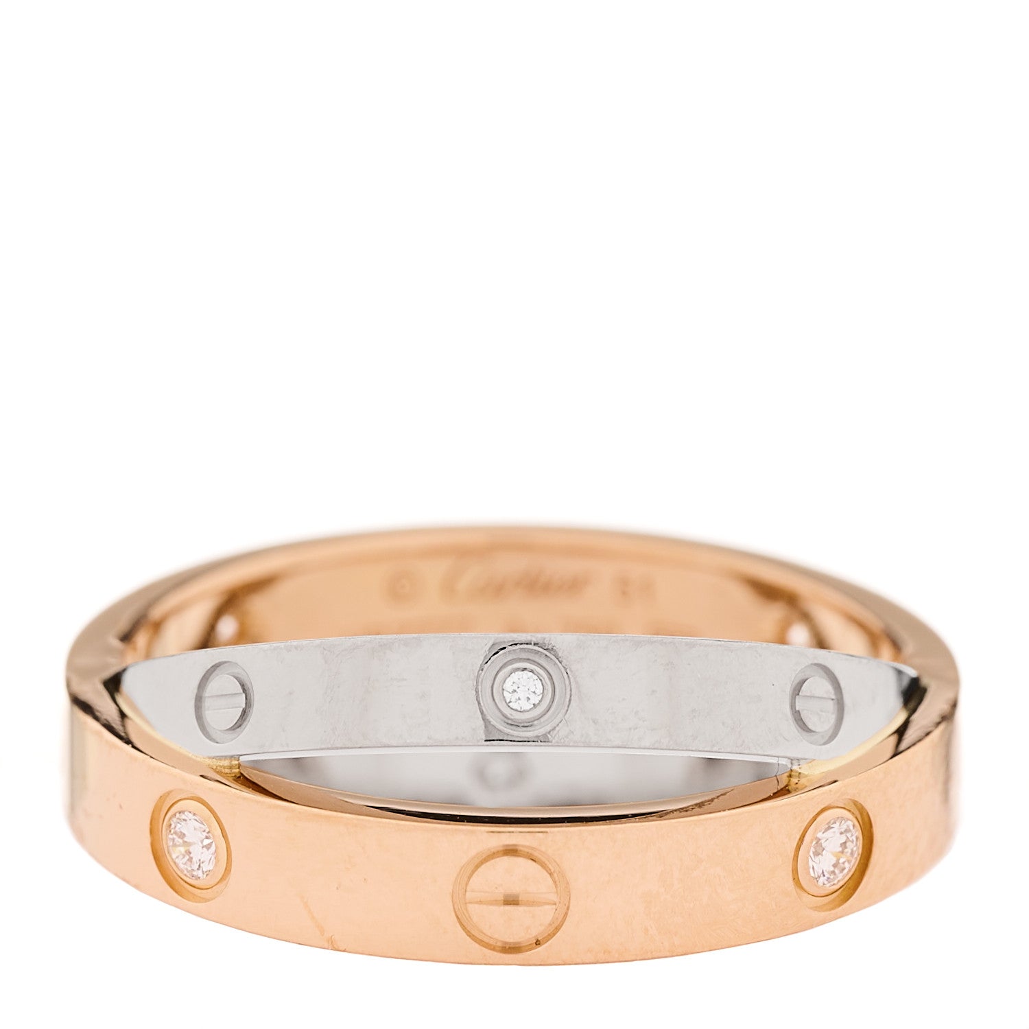 Cartier 18K Pink White Gold 6 Diamond LOVE Ring 51 5.75 1 of 6