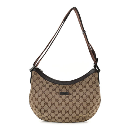Gucci Monogram Medium Half Moon Hobo Dark Brown 1 of 10