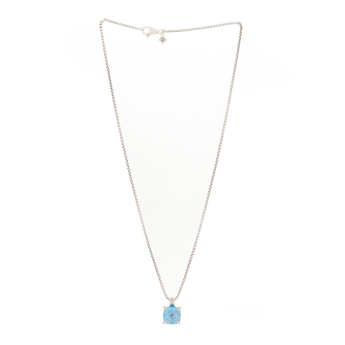 Sterling Silver Diamond Blue Topaz 11mm Chatelaine Pendant Necklace