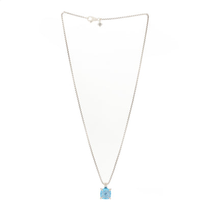 David Yurman Sterling Silver Diamond Blue Topaz 11mm Chatelaine Pendant Necklace 3 of 4