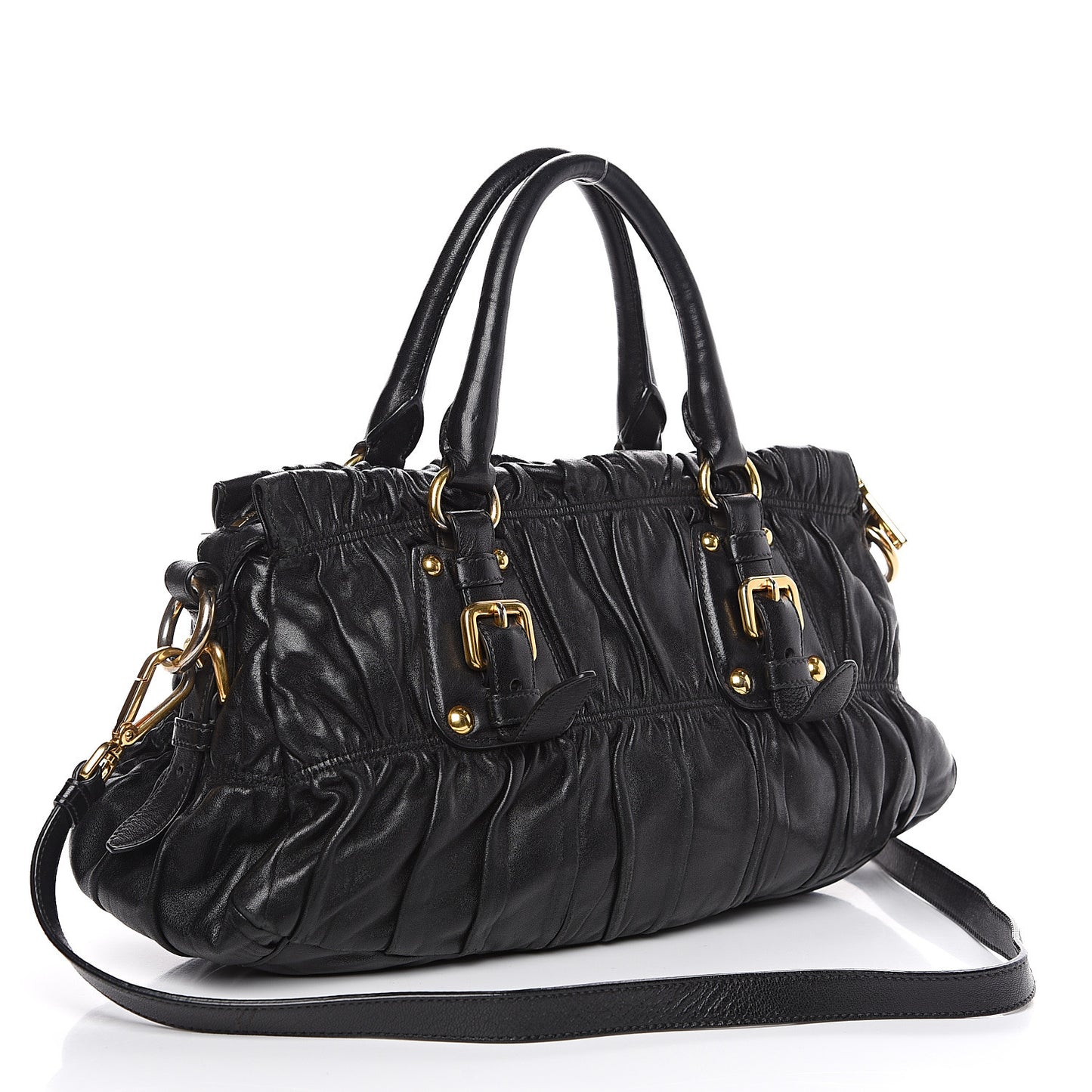 Nappa Gaufre Shopping Satchel Black