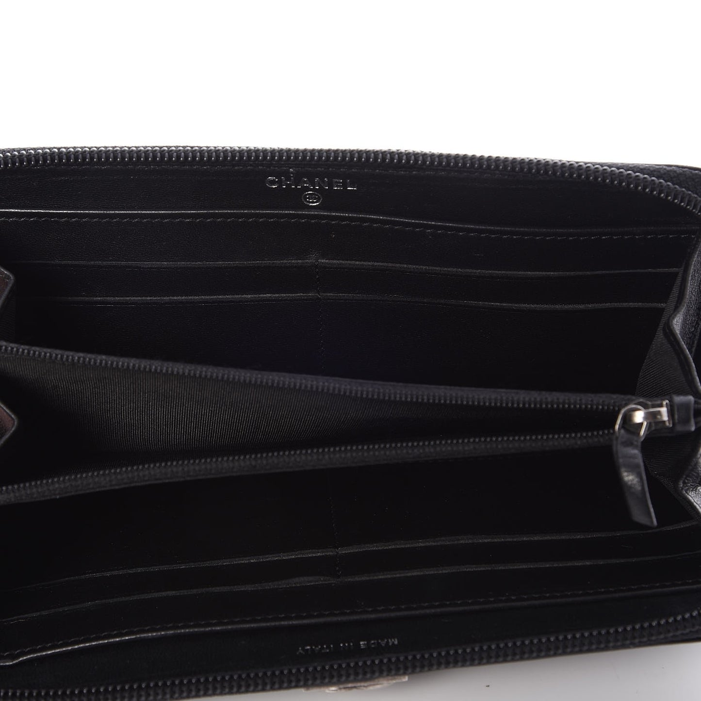 Lambskin Quilted Boy Zip Around Wallet Black