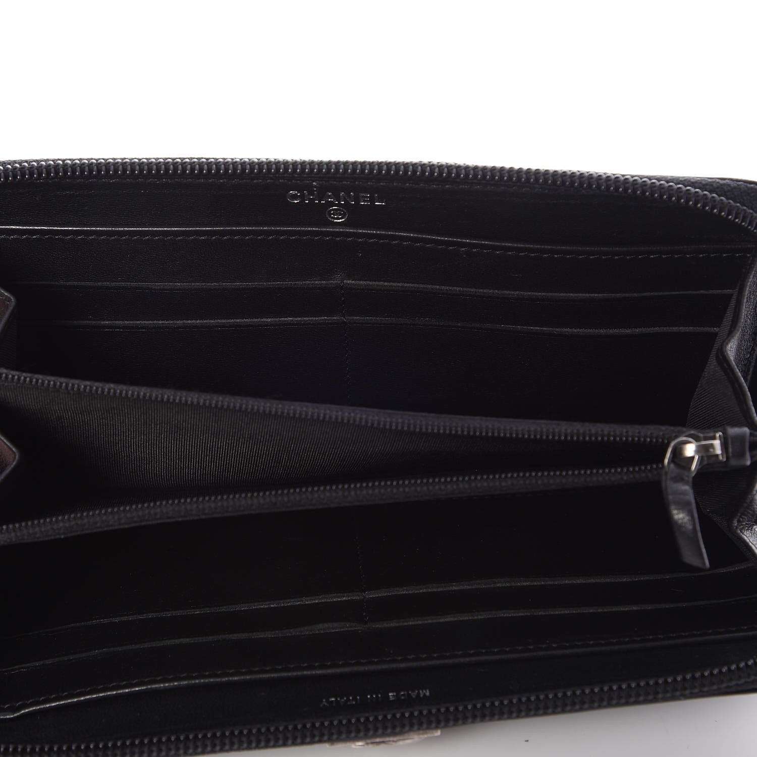 Chanel Lambskin Quilted Boy Zip Around Wallet Black 5 of 9