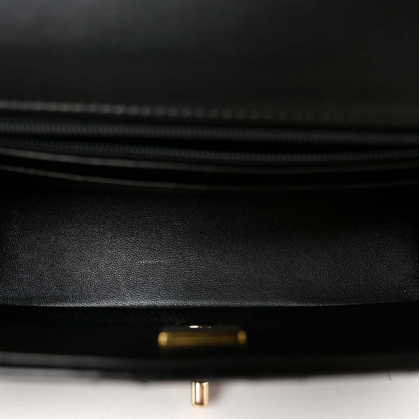 Lambskin Quilted Mini Top Handle Rectangular Flap Black