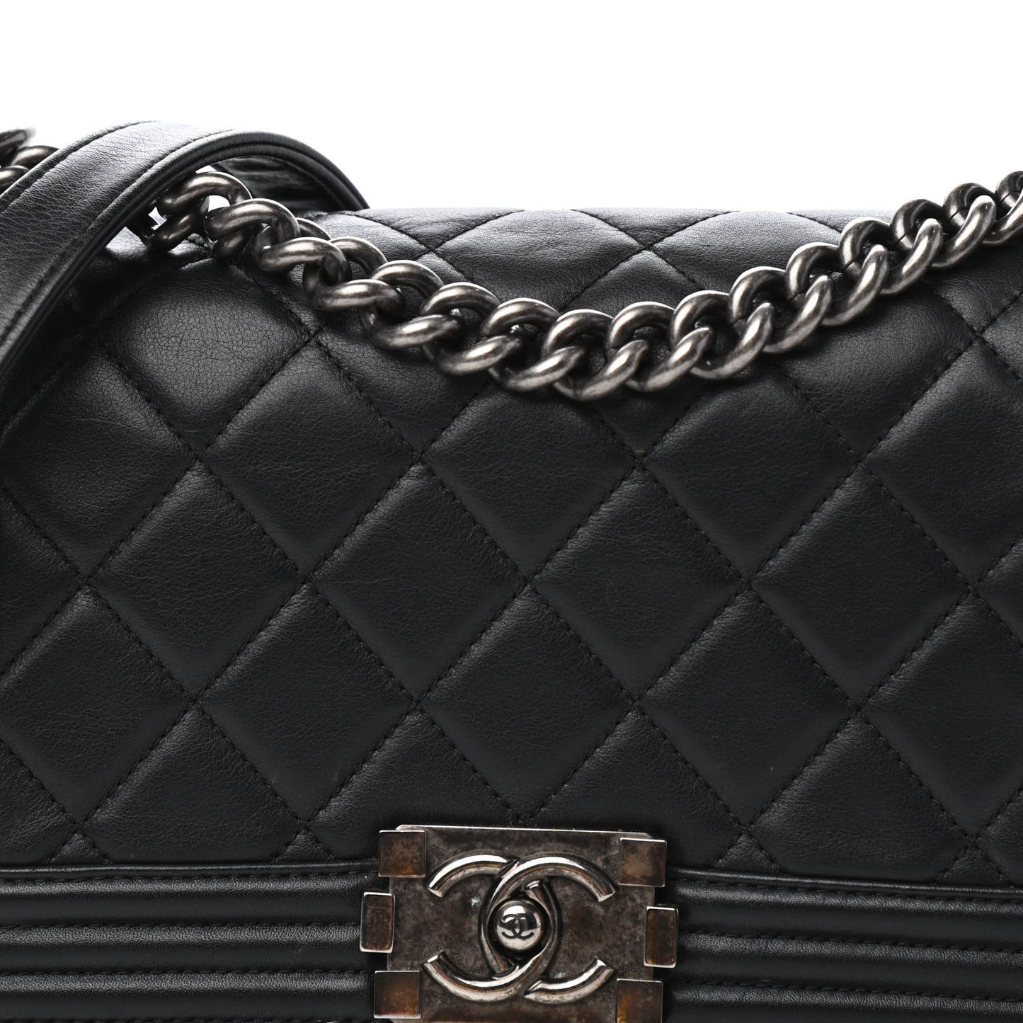 Calfskin Quilted Medium Boy Flap Black