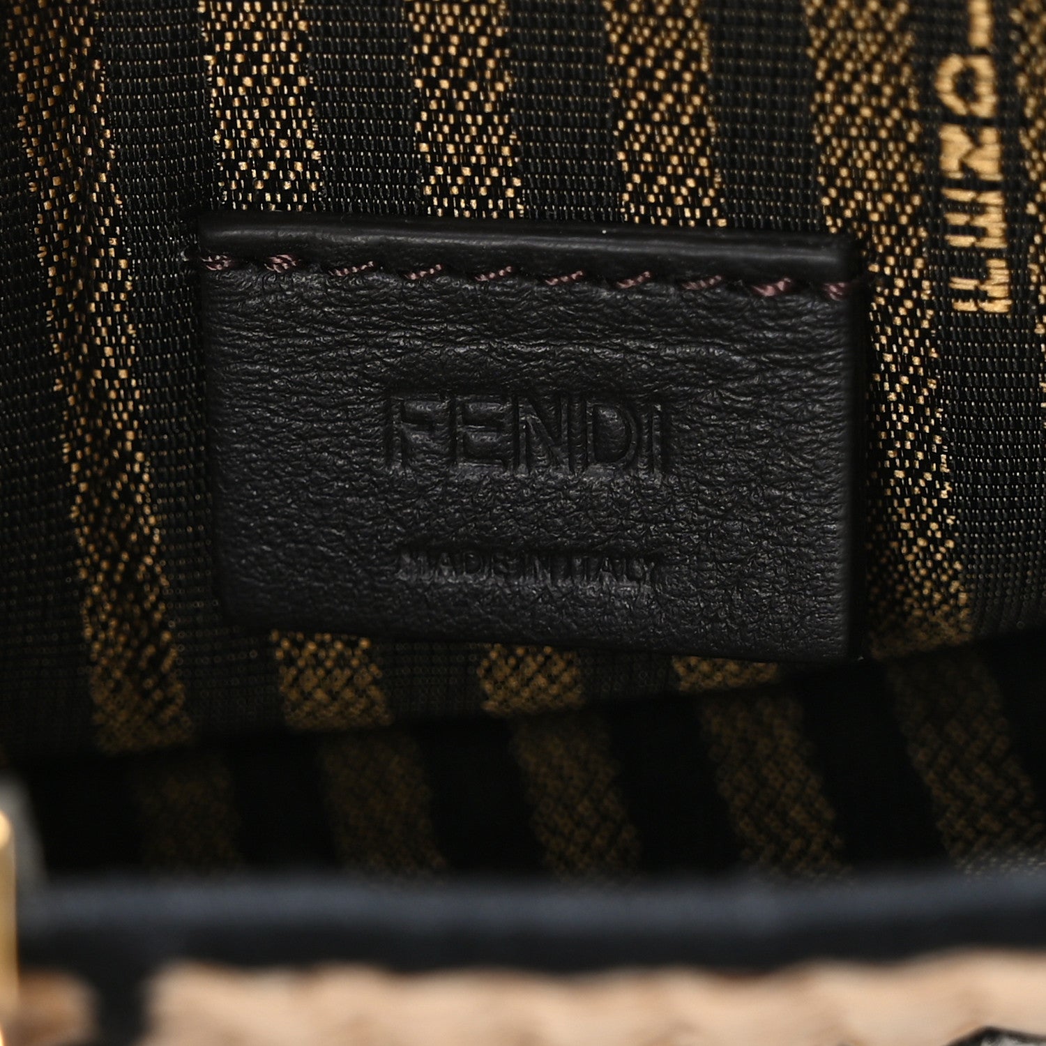 Fendi Straw Vitello Grace Cuoio Logo Braided Embroidered Mini Sunshine Shopper Natural Black 6 of 9