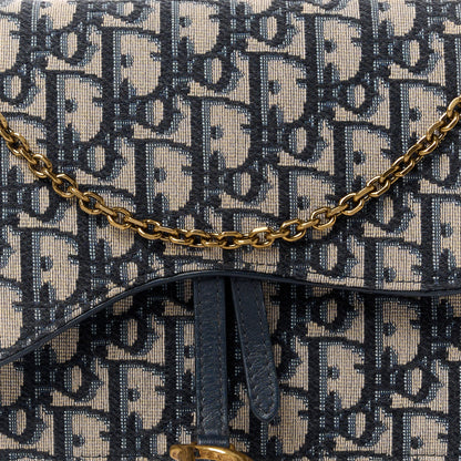 Christian Dior Oblique Saddle Chain Pouch Blue 7 of 10
