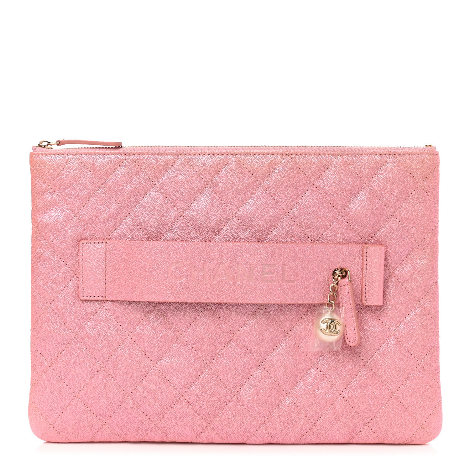 Chanel Iridescent Caviar Medium Night by the C Pouch Clutch Rose Pink 1 of 8