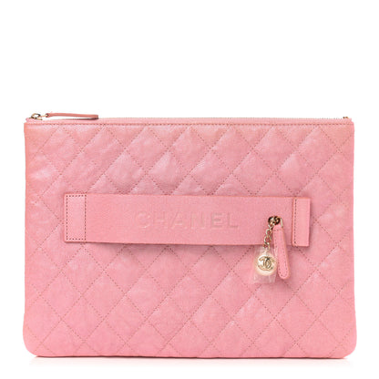 Chanel Iridescent Caviar Medium Night by the C Pouch Clutch Rose Pink 1 of 8
