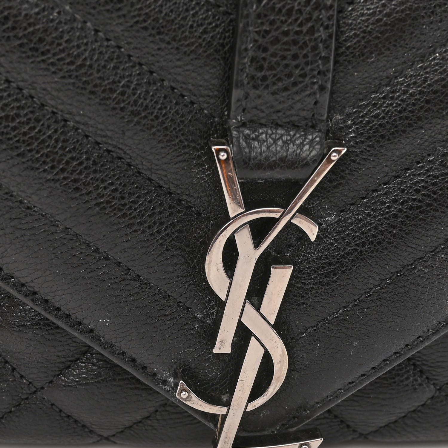 Saint Laurent Sheepskin Tri-Quilt Monogram Medium College Bag Black 10 of 11