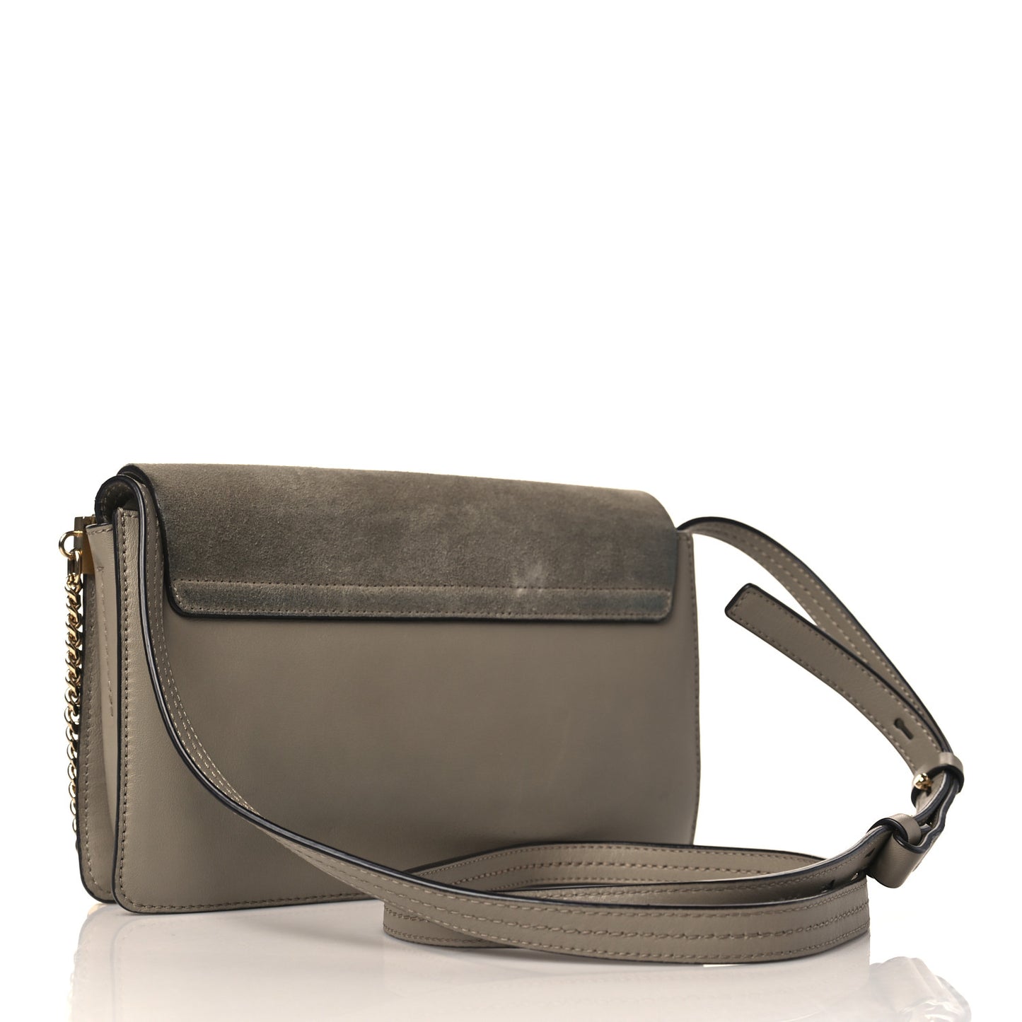 Suede Calfskin Small Faye Shoulder Bag Motty Grey