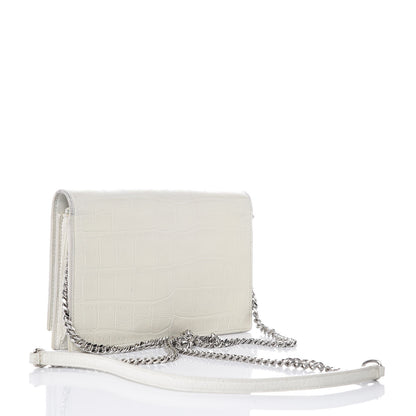 Saint Laurent Calfskin Crocodile Embossed Kate Monogram Tassel Chain Wallet Cremasoft 3 of 11