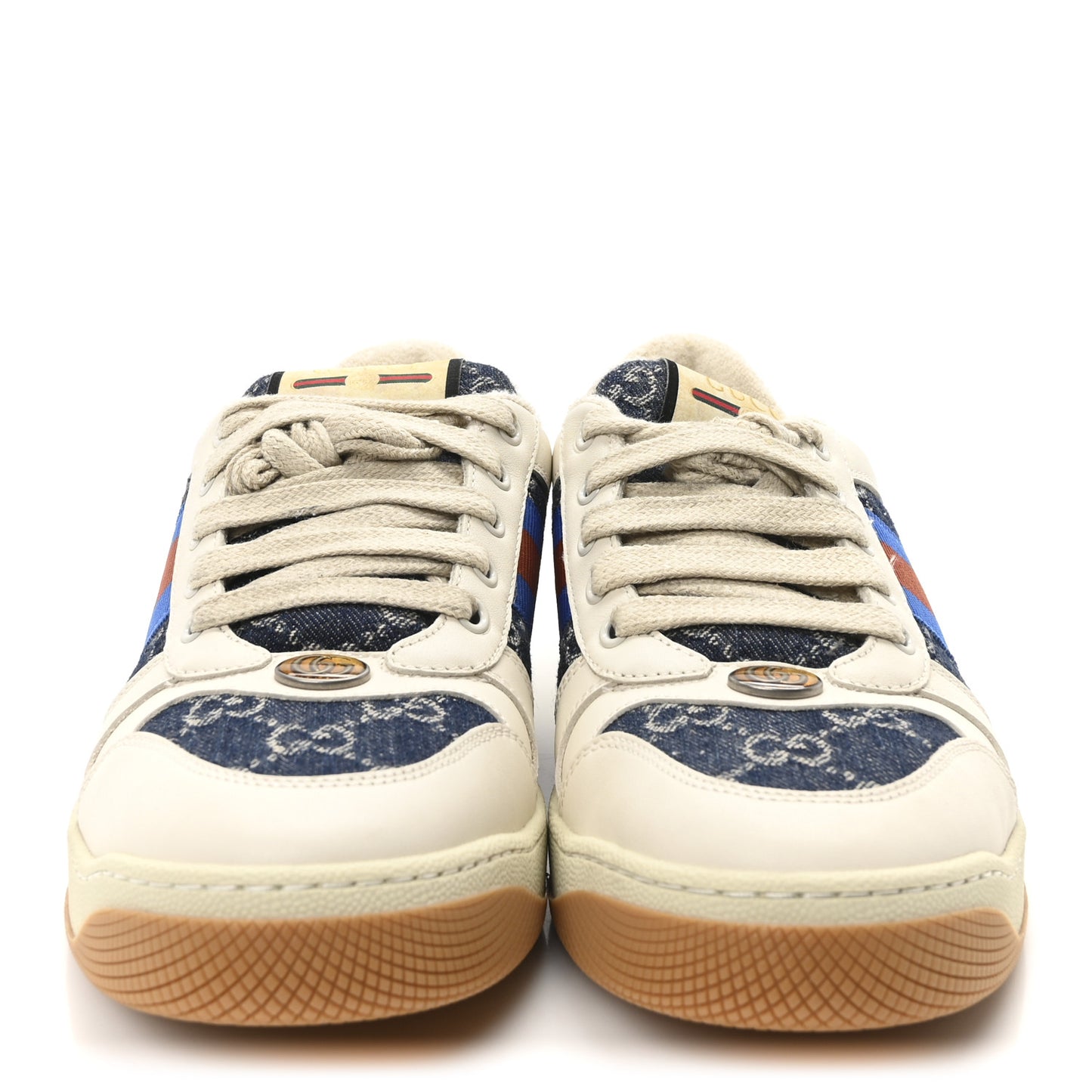 Calfskin Denim Web Womens Screener Sneakers 40.5 Mystic White Dusty Milk
