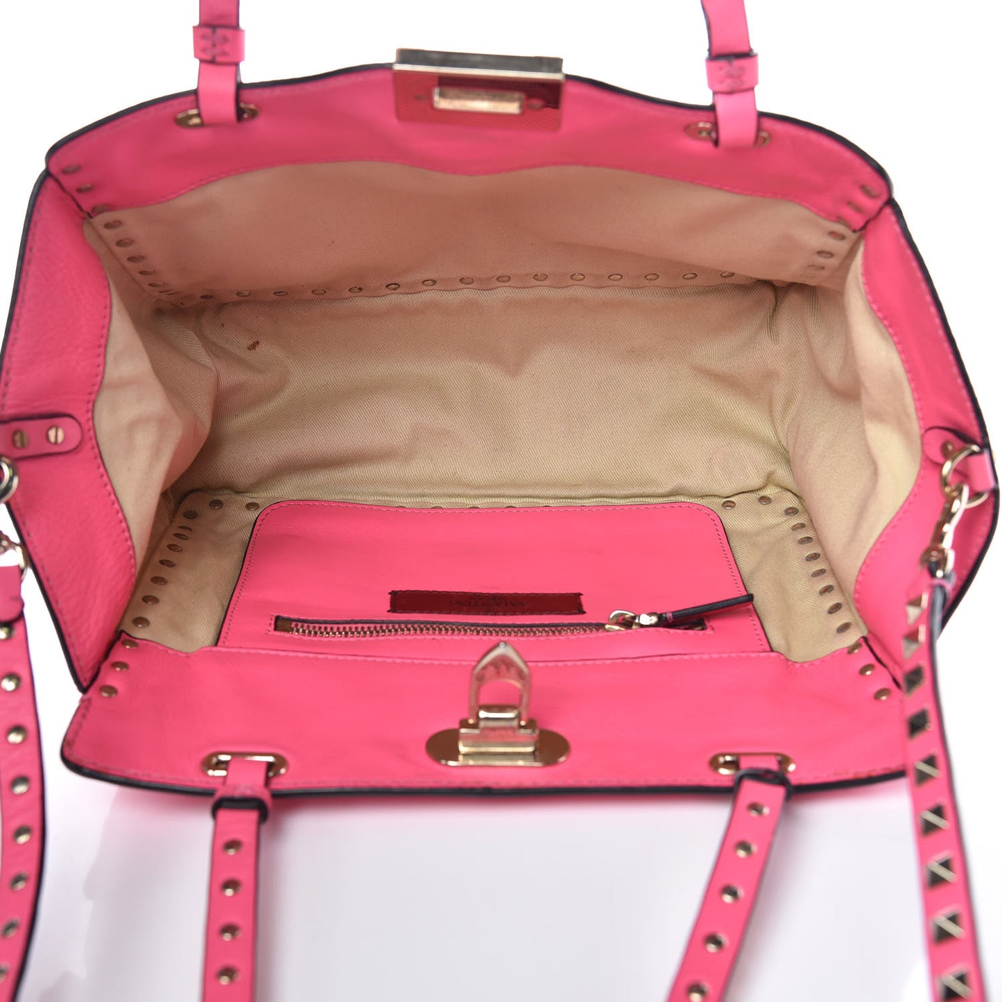 Vitello Small Rockstud Tote Fuxia Fluo