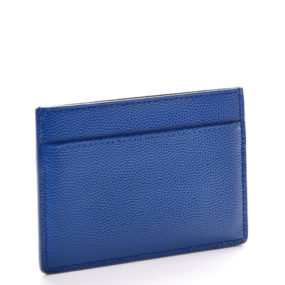 Saint Laurent Grain De Poudre Classic Letters Credit Card Case Blue Majorelle 3 of 9