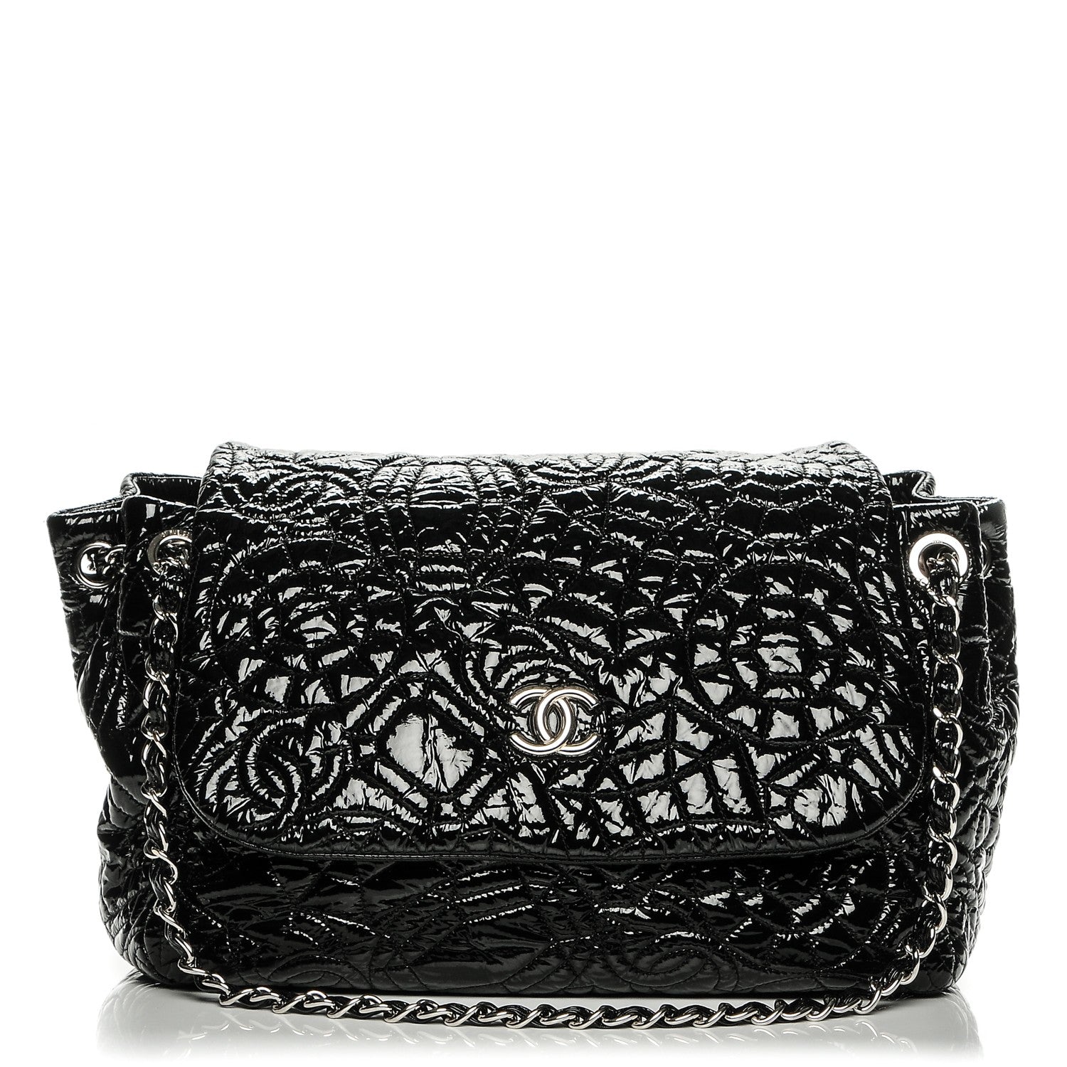 Chanel Vinyl Graphic Edge Accordion Flap Black 1 of 7