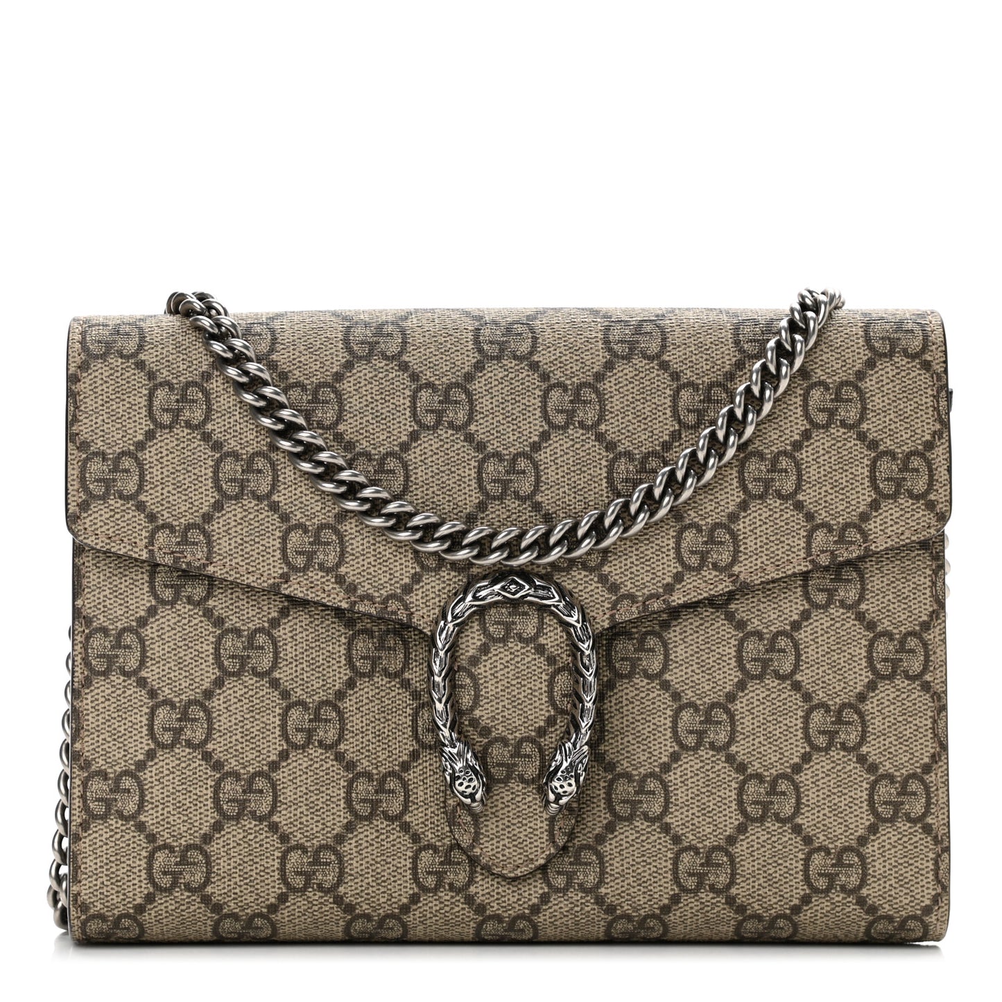 GG Supreme Monogram Mini Dionysus Chain Wallet Beige Black