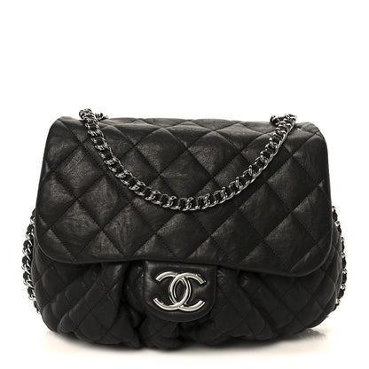 Chanel Washed Lambskin Quilted Large Chain Around Messenger Black 1 of 11