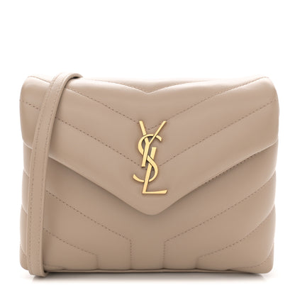 Saint Laurent Calfskin Y Quilted Monogram Toy Loulou Crossbody Bag Dark Beige 1 of 11