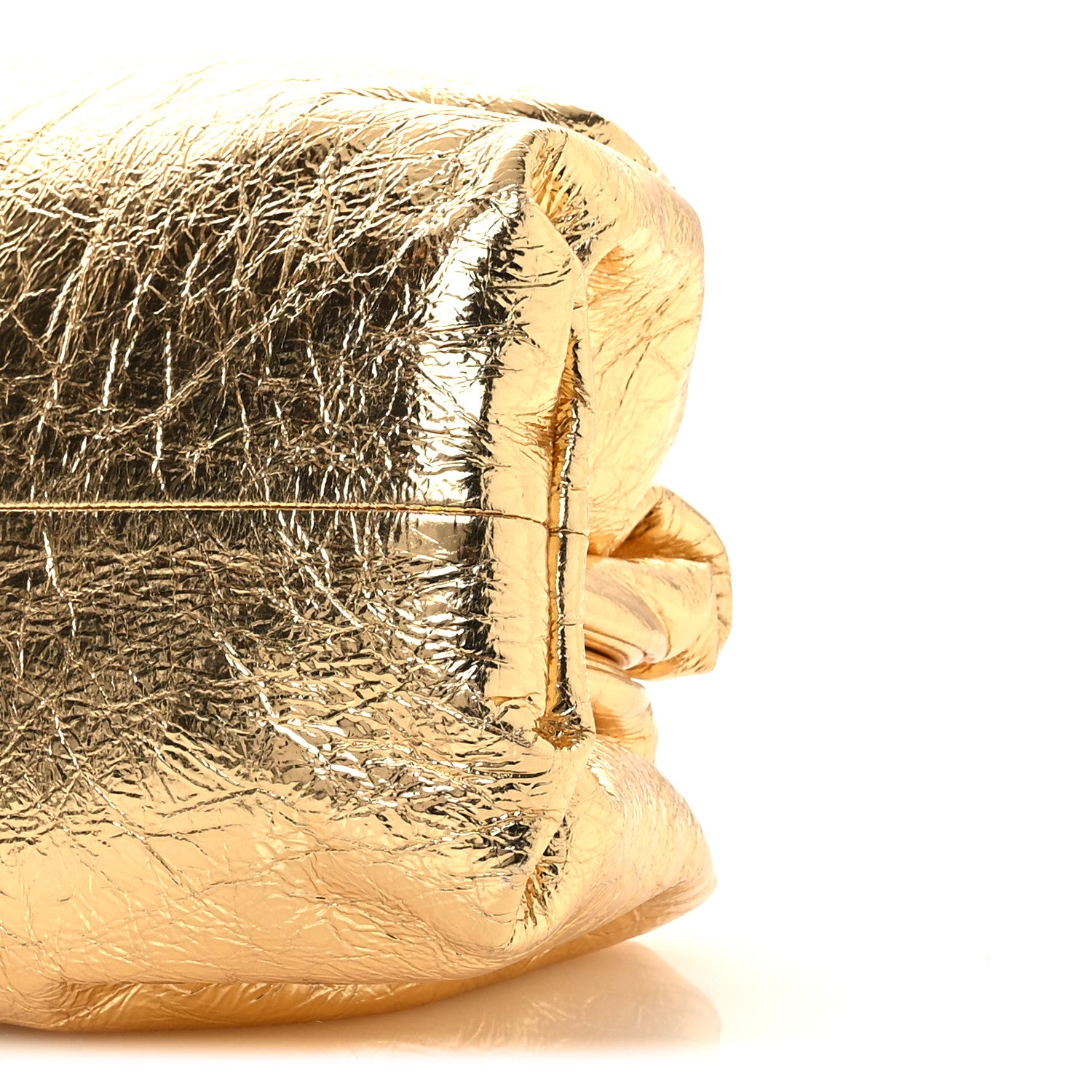 Bottega Veneta Metallic Crinkled Lambskin The Pouch Oversized Clutch Oro 10 of 10