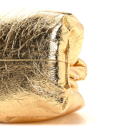 Bottega Veneta Metallic Crinkled Lambskin The Pouch Oversized Clutch Oro 10 of 10