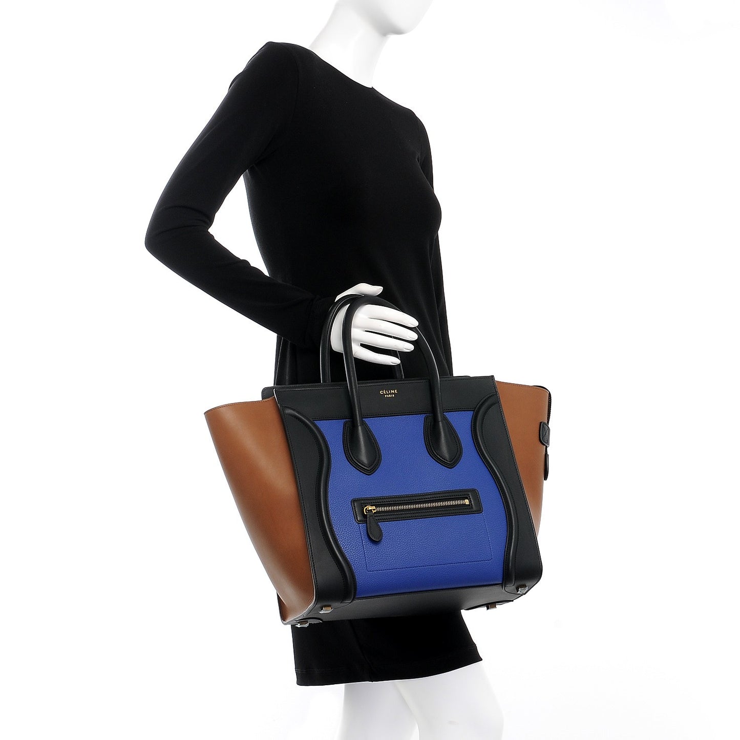 Grained Calfskin Mini Tri-Color Luggage Indigo