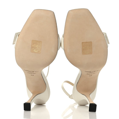 Jimmy Choo Calfskin Crystal Buckle Marsai 90 Sandals 40 White 5 of 7