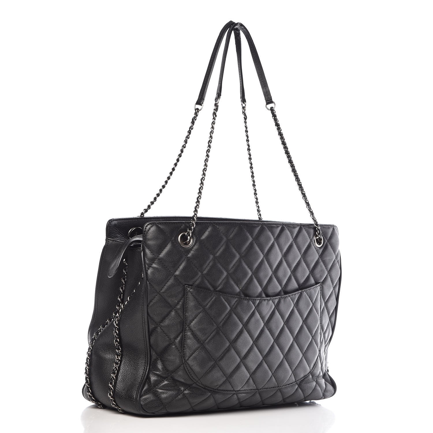 Chanel Calfskin Quilted Frame In Chain Tote Black 4 of 19