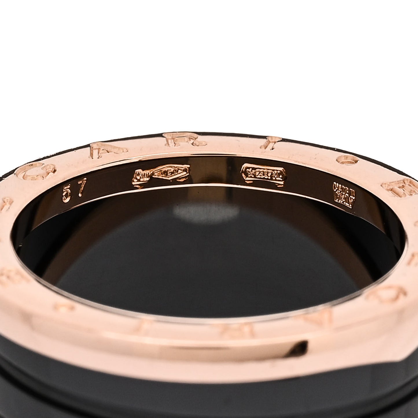 18K Rose Gold Black Ceramic B.Zero1 Four-Band Ring 57 8