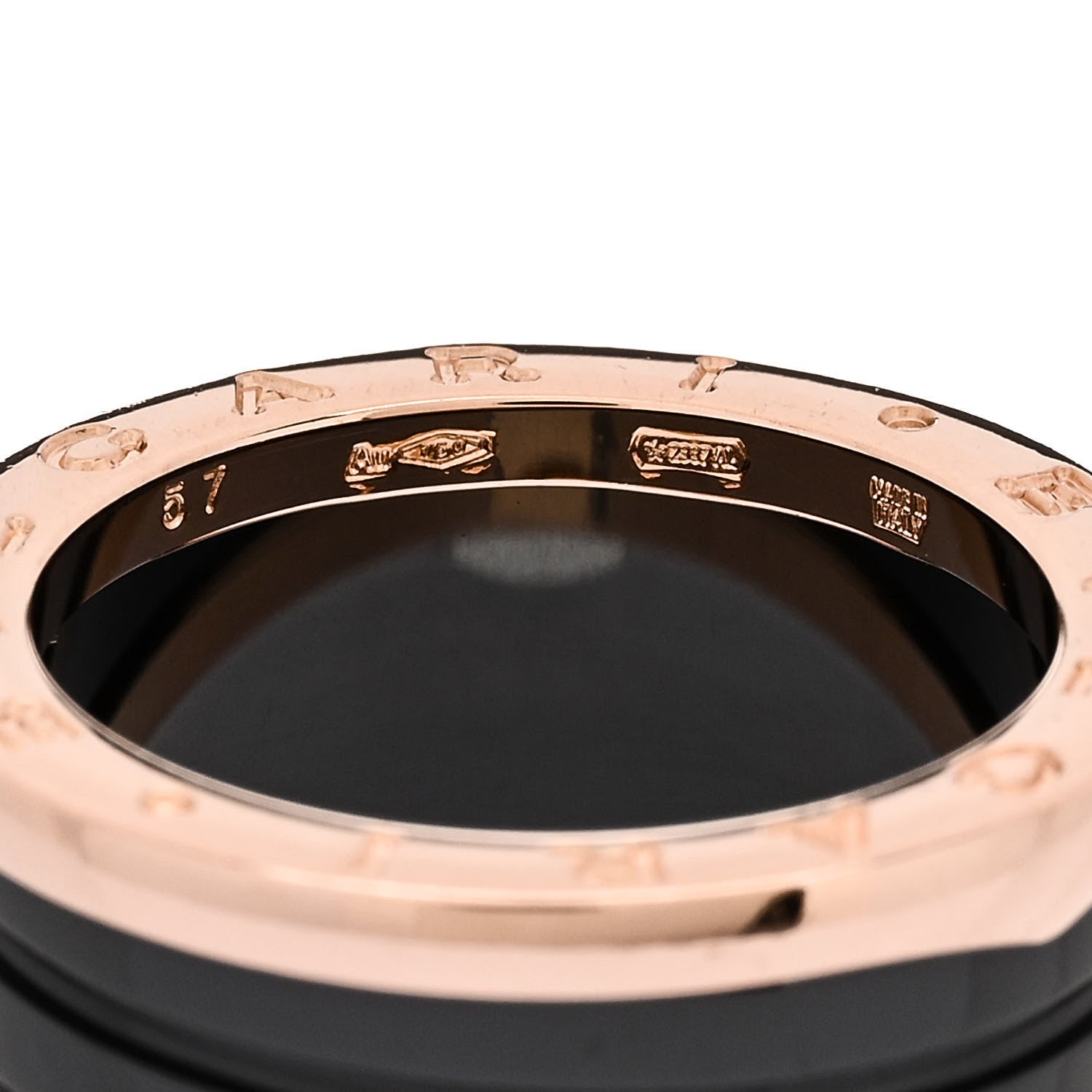 Bulgari 18K Rose Gold Black Ceramic B.Zero1 Four-Band Ring 57 8 5 of 6