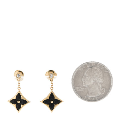 Louis Vuitton 18K Yellow Gold Diamond Onyx Color Blossom BB Star Earrings 2 of 4