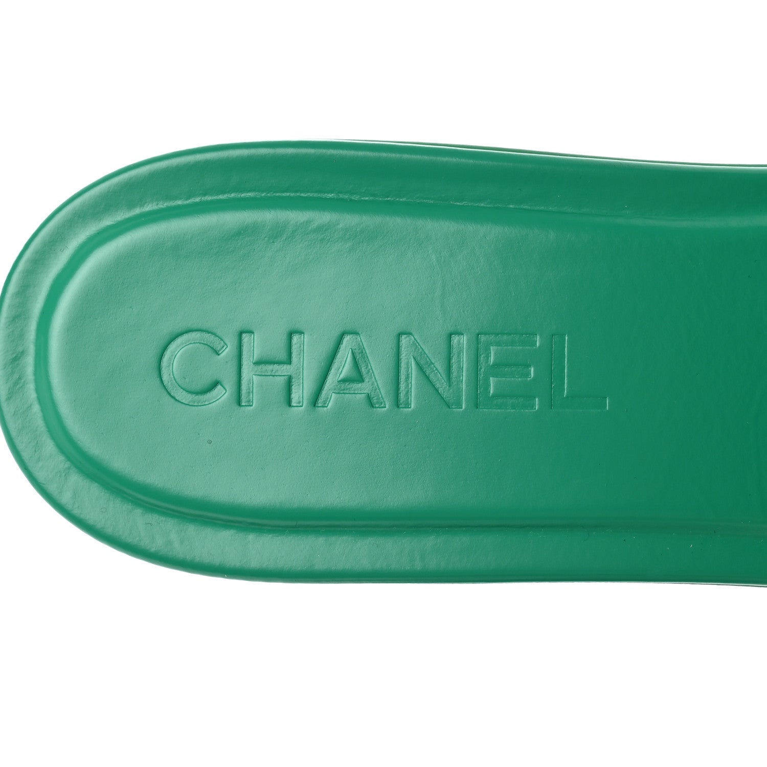 Chanel Calfskin Patent Calfskin Logo Mules 40 Green White 6 of 8