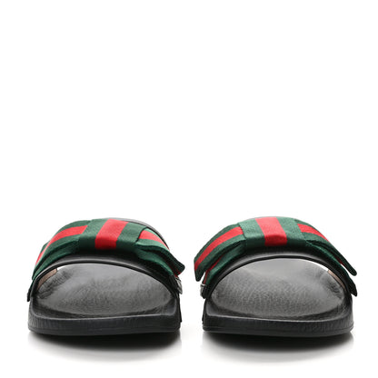Gucci Satin Web Bow Slide Sandals 39 Black 2 of 8