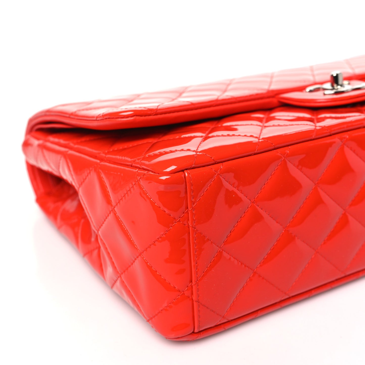Patent Quilted Maxi Double Flap Red
