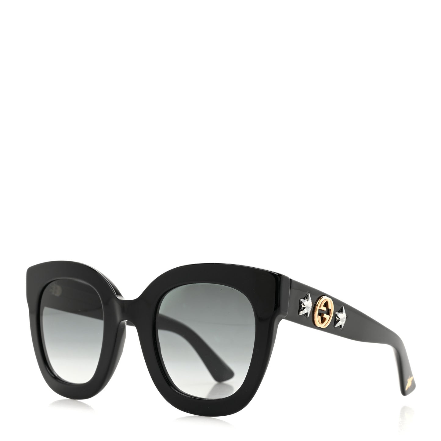 Acetate Crystal Star Round Frame Sunglasses GG0208S Black