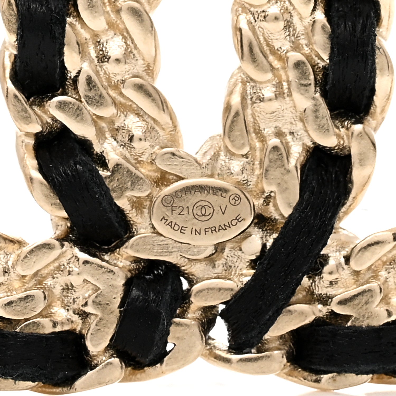 Chanel Lambskin Crystal Vintage Allure CC Chain Brooch Black Gold 3 of 4