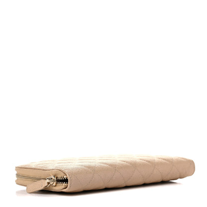 Chanel Iridescent Caviar Quilted Large Zip Around Organizer Wallet Beige 4 of 9