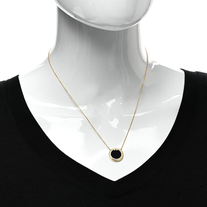 Tiffany 18K Yellow Gold Diamond Black Onyx 16mm T Circle Pendant Necklace 2 of 5