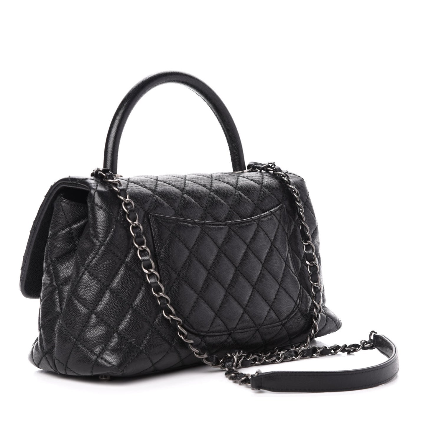 Caviar Quilted Small Coco Handle Flap Black