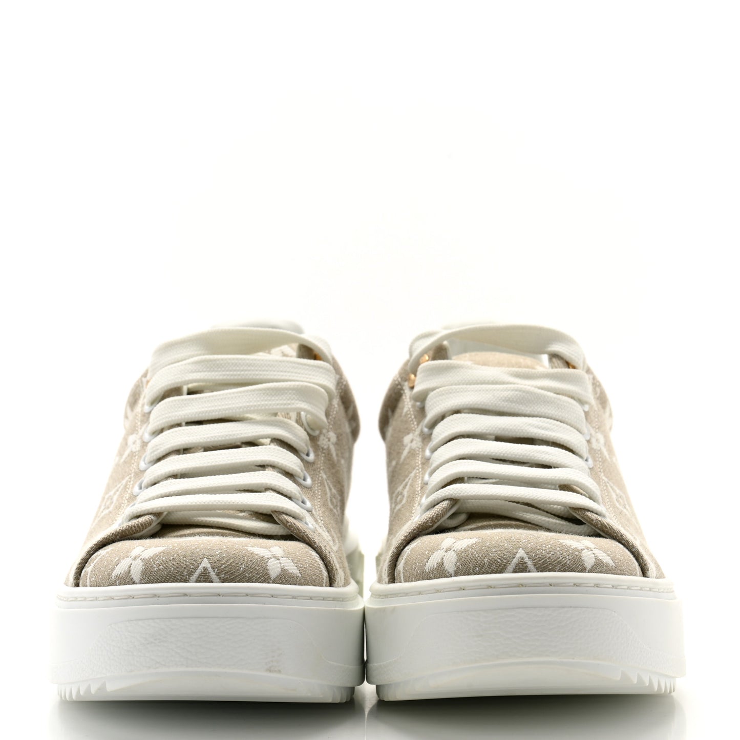 Denim Monogram Time Out Sneakers 38 Beige
