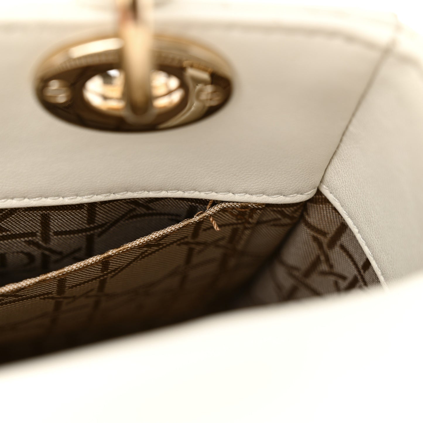 Lambskin Cannage Small Lucky Badges My Lady Dior White