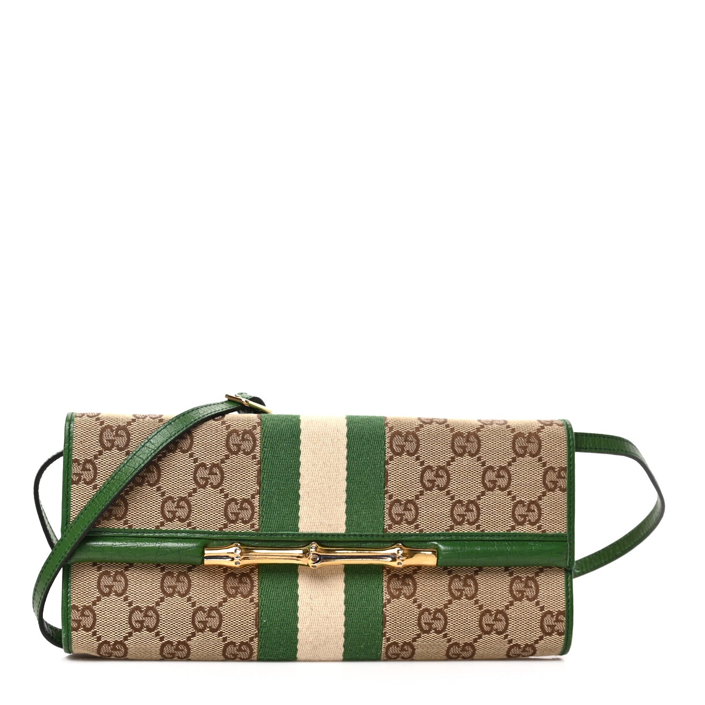 Monogram Bamboo Web Clutch Green