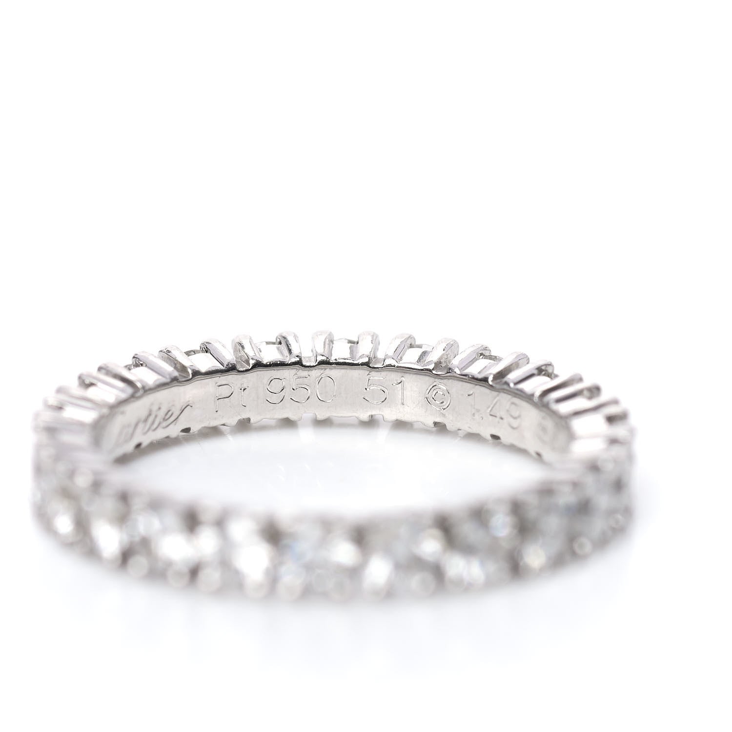 Cartier Platinum Diamond 1.49ct Destinee Wedding Band Ring 51 5.75 5 of 6