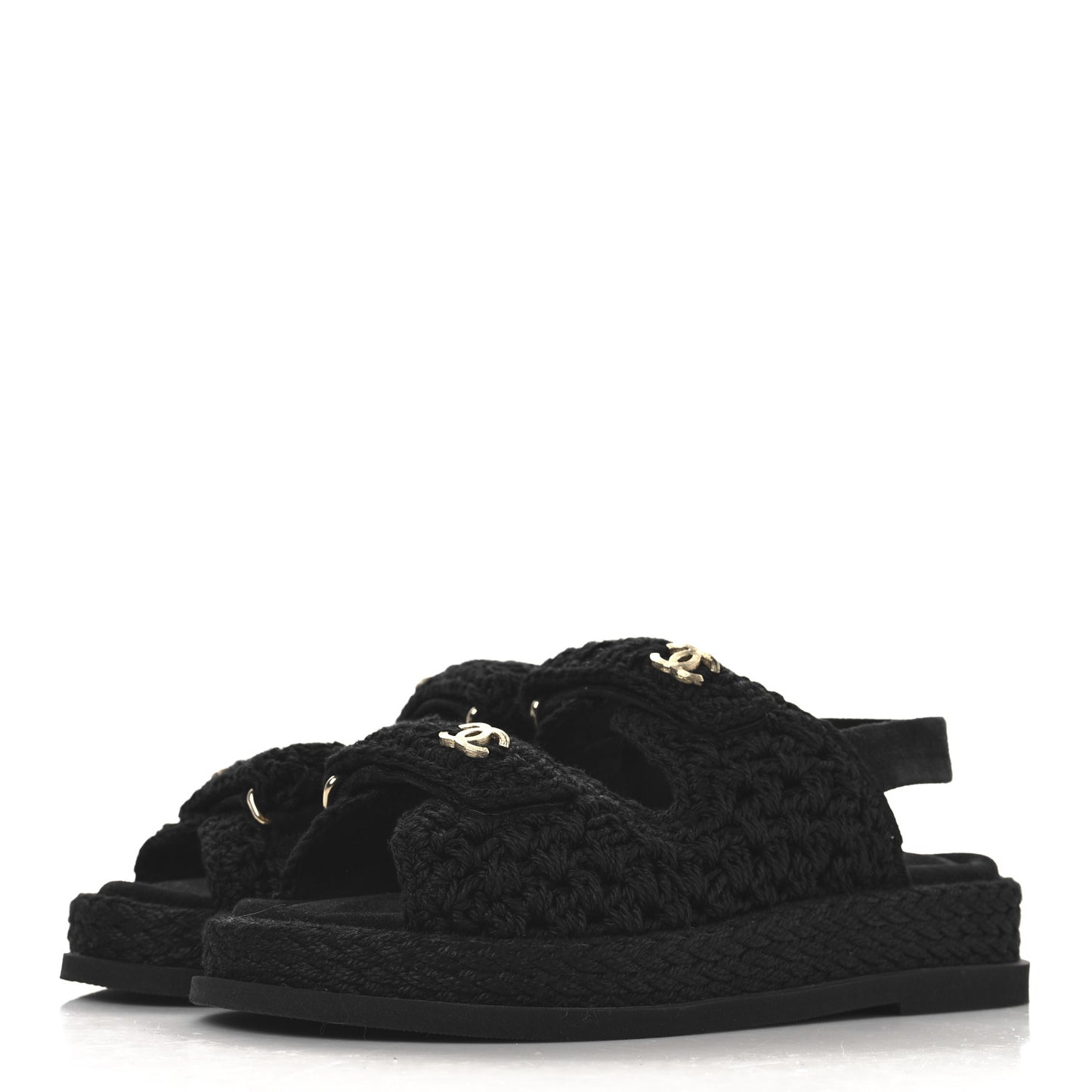 Crochet Velcro Dad Sandals 36 Black